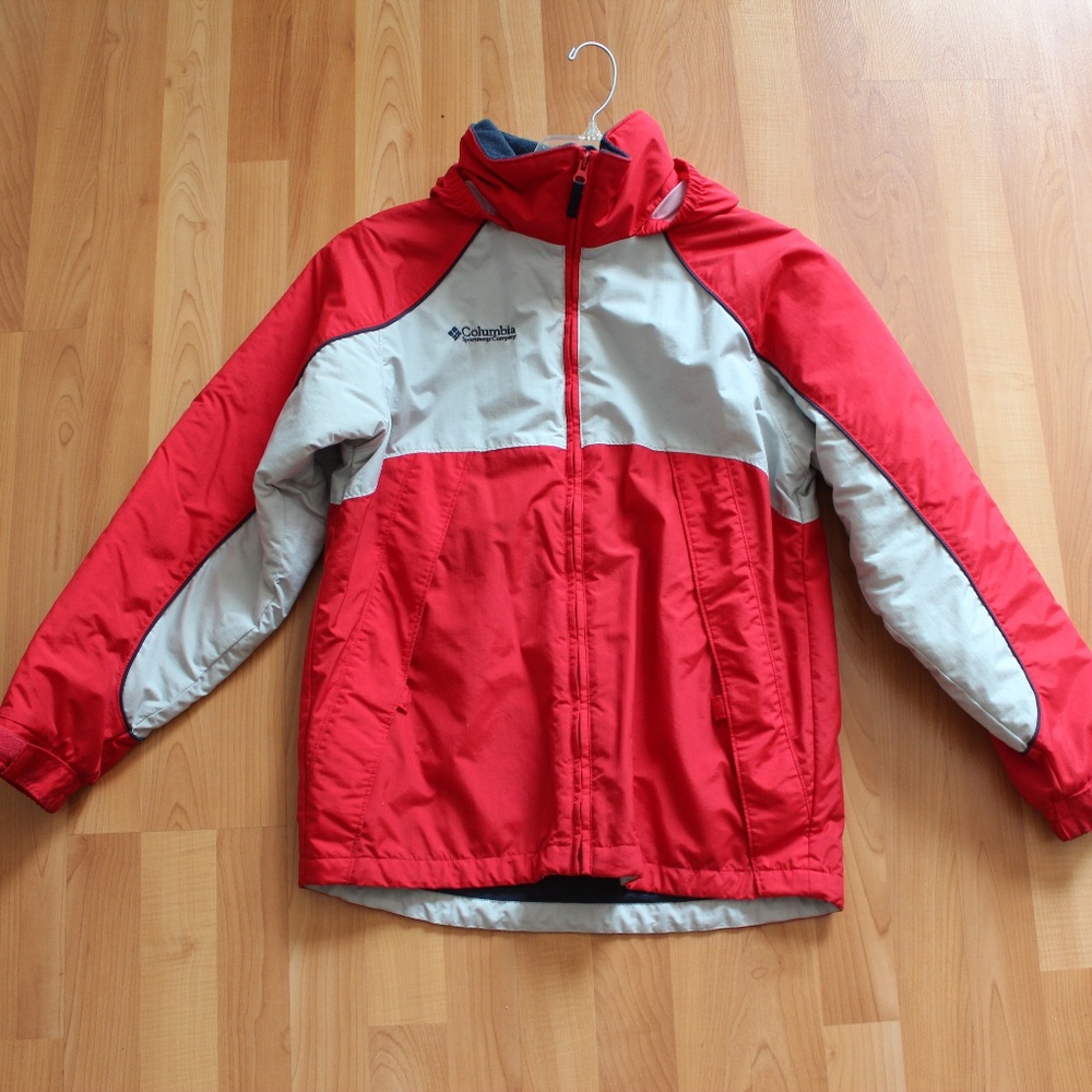 Columbia Kids Youth 14-16 Red Gray Winter Jacket